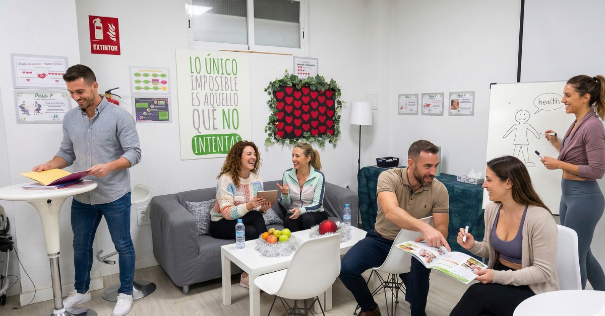 Equipo MajadaFit con clientes en una sesión de bienestar